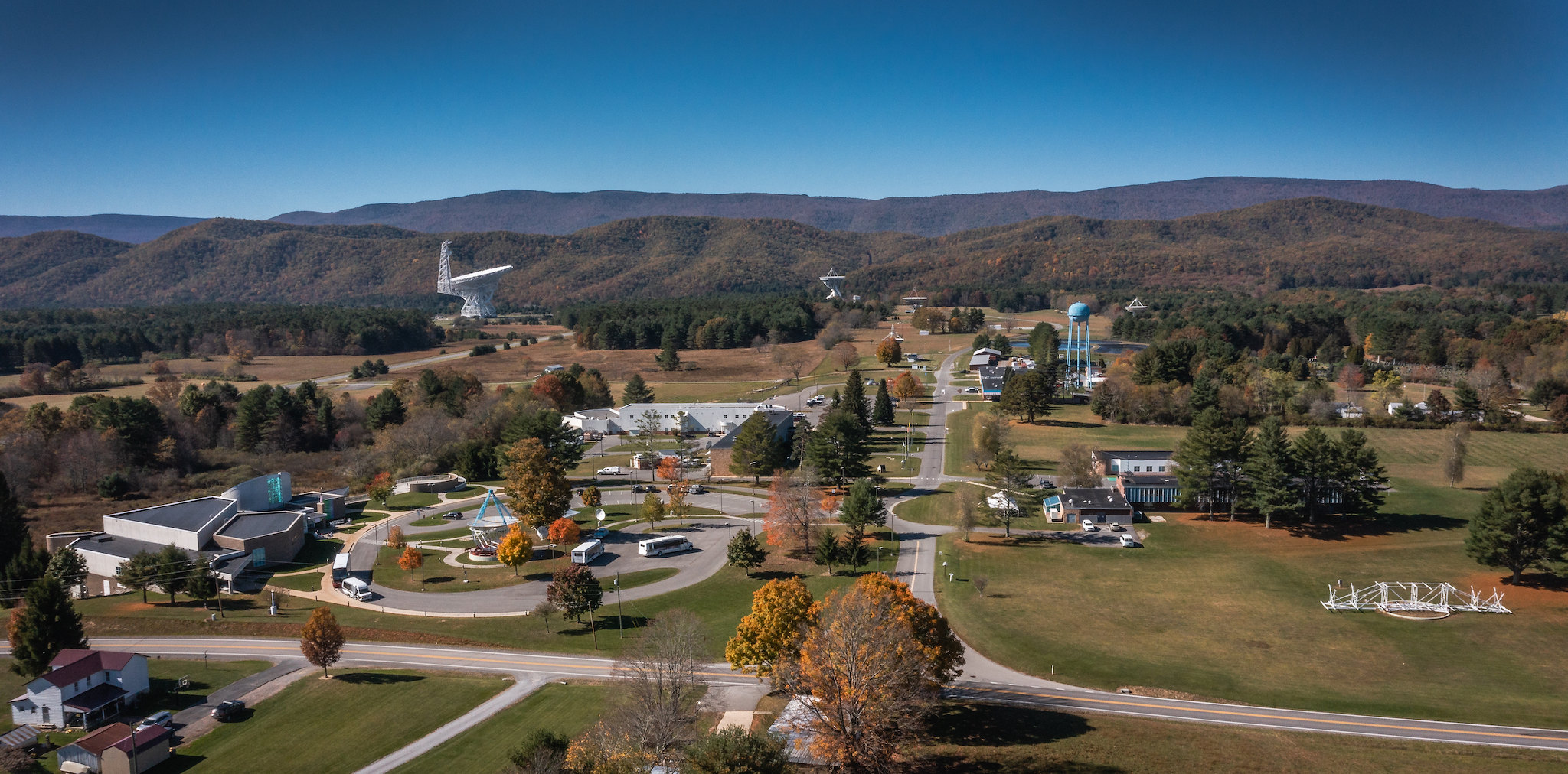 Aerial view of Green Bank Observatory Grounds