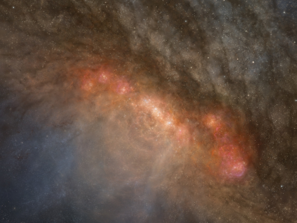 Artist’s impression of the center of the starburst galaxy NGC 253.