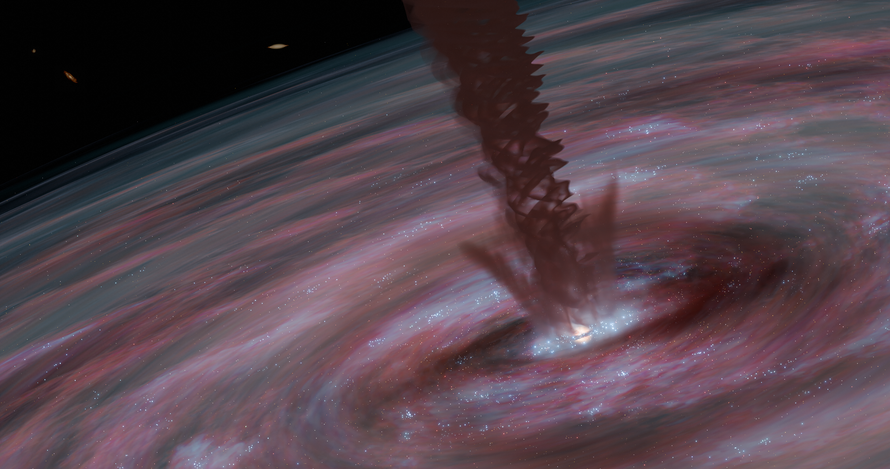 a spiraling wind helps the supermassive black hole in galaxy ESO320-G030 grow.