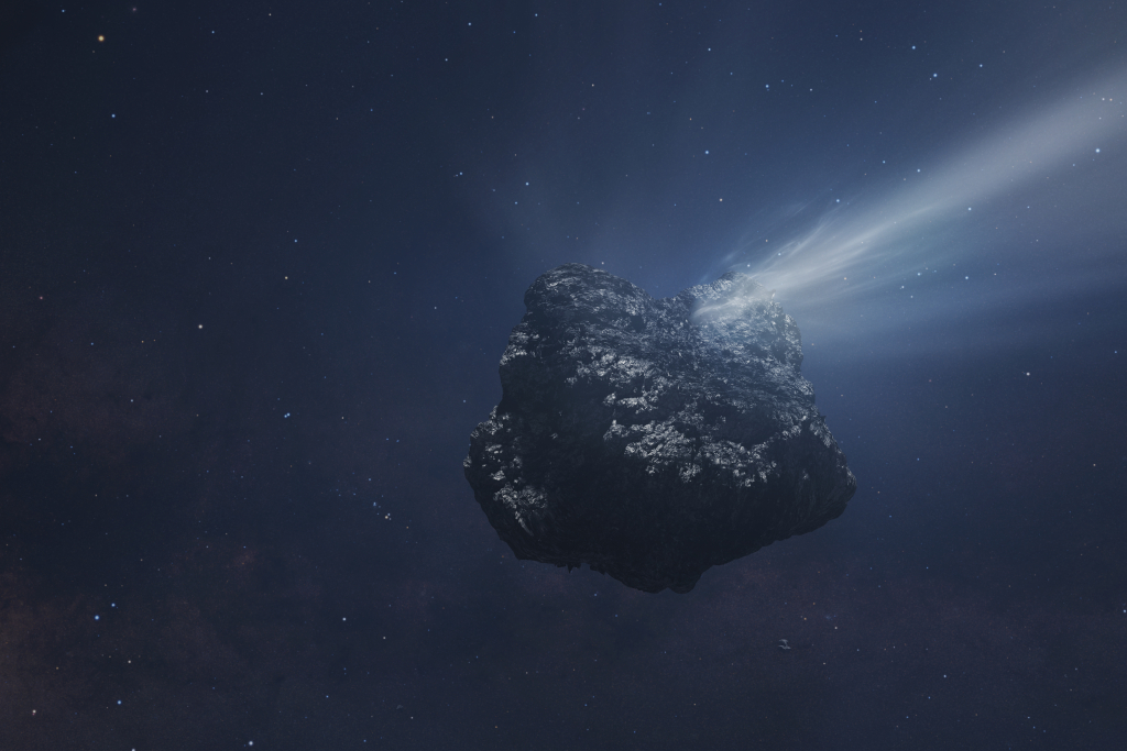 An artist rendition of comet C/2014 UN271, the largest known comet in the Oort Cloud.