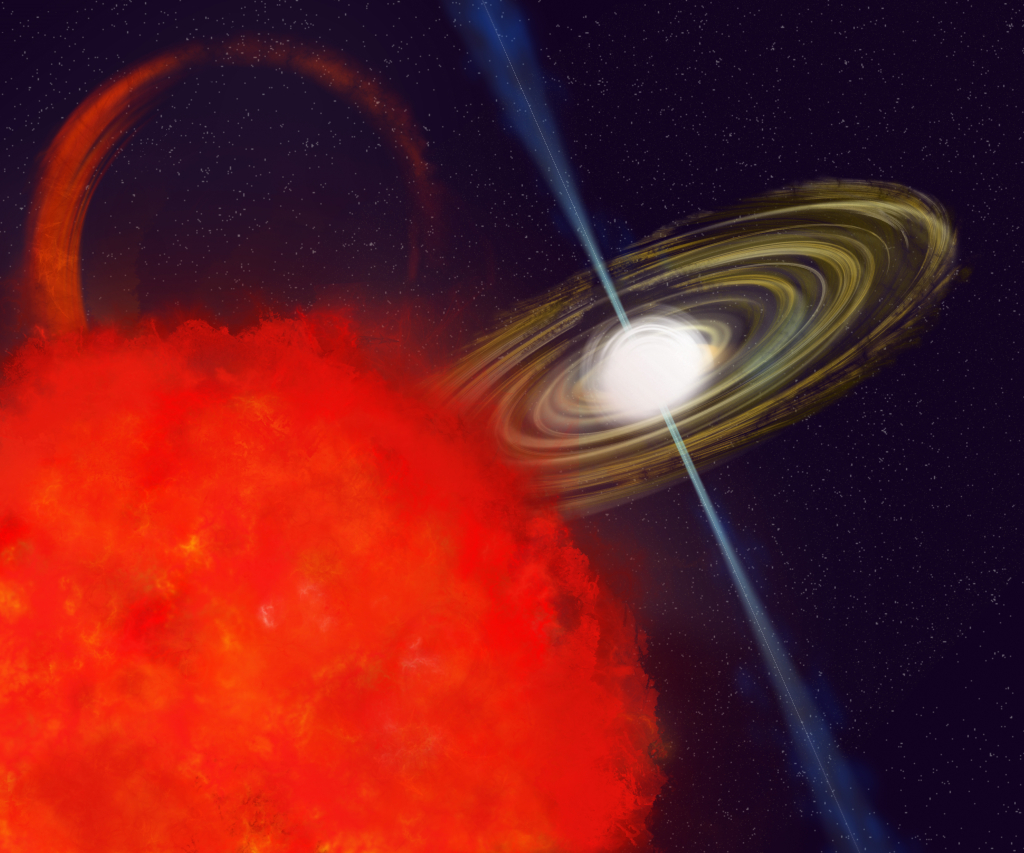 An artist’s impression of the Long Period Transit, CHIME J1634+44, believed to be the brightest and most polarised LPT ever found.
