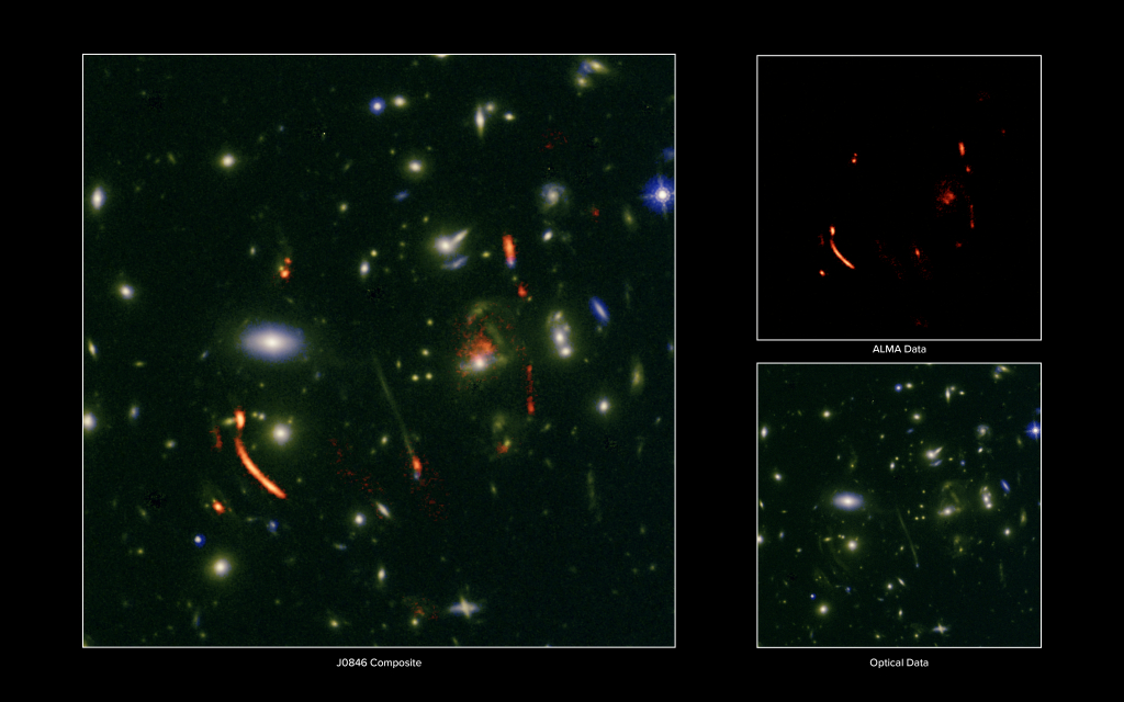 Cosmic Lens Reveals Hyperactive Cradle of Future Galaxy Cluster